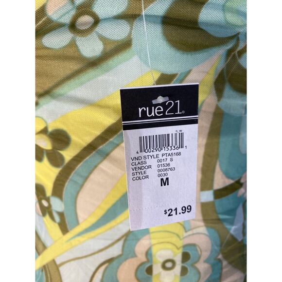 New Mod Psychedelic Bodysuit Blue Green Marbled Flowers Rue21 Womens Juniors XL - Picture 5 of 7